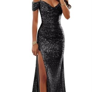 Amazon Black Strapless Sequin Dress